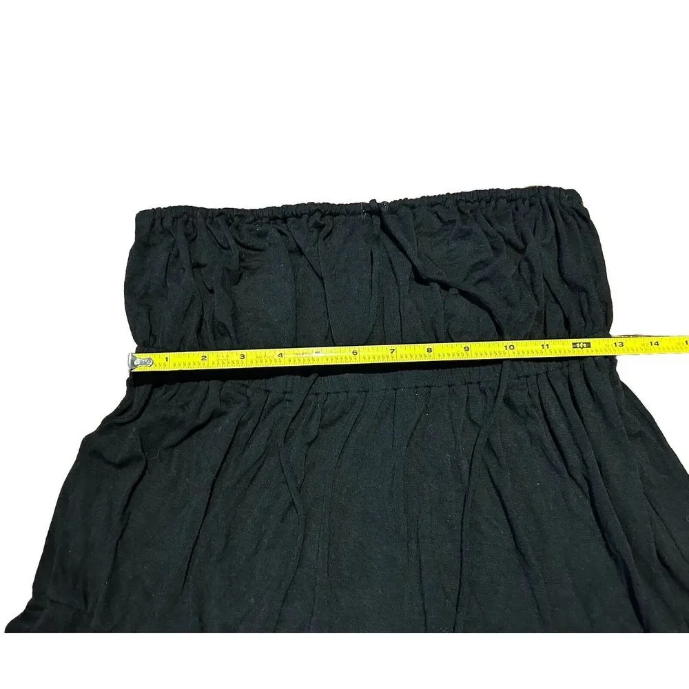 TIBI Strapless Dress Tiered Black Rayon Spandex‎ Size Small